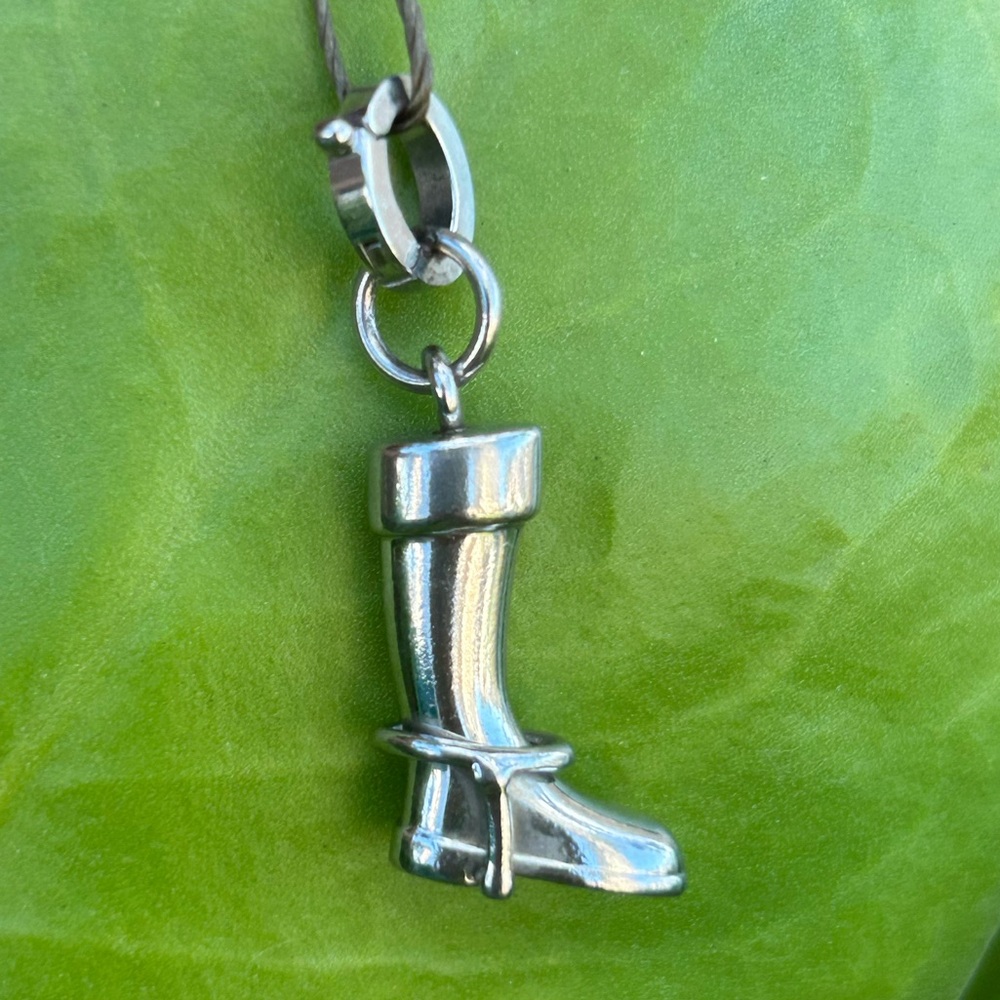 Gucci Silver tone lady riding Boot bracelet Charm